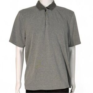 Ted Baker London Mens Grey Knit Polo Shirt Size 7 Patterned Collar FREND